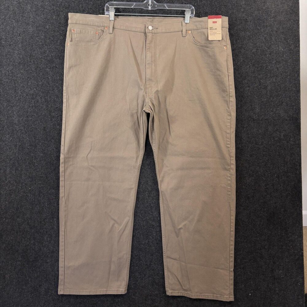 Levis 505 Jeans Men's 50x29 Khaki Regular Fit Straight Leg Stretch Denim Pants